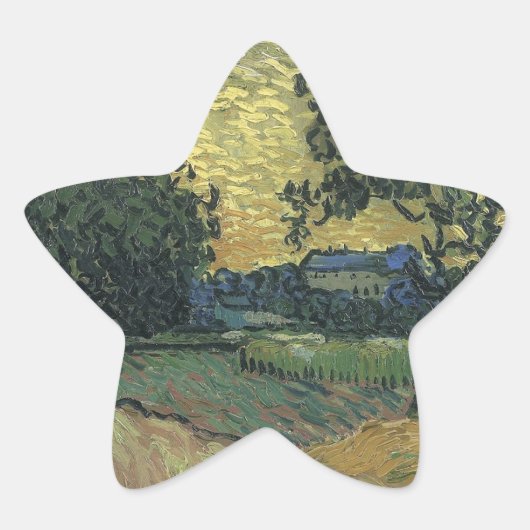Van Gogh Landschap in Twilight Ster Sticker (Voorkant)