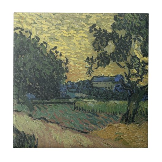 Van Gogh Landschap in Twilight Tegeltje (Voorkant)