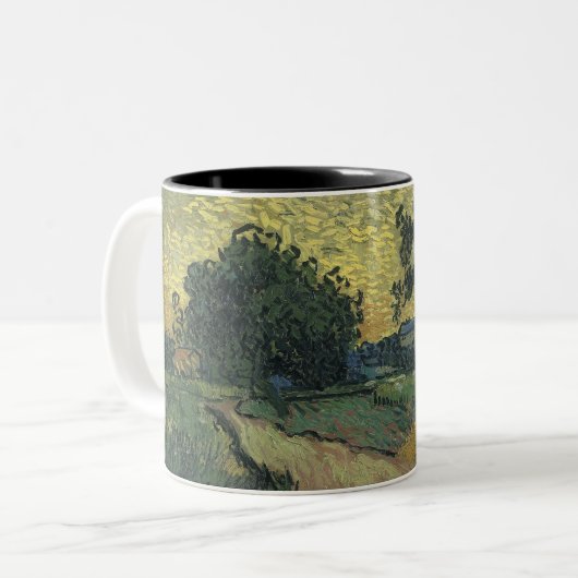 Van Gogh Landschap in Twilight Tweekleurige Koffiemok (Voorkant links)