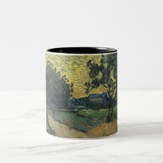 Van Gogh Landschap in Twilight Tweekleurige Koffiemok (Center)