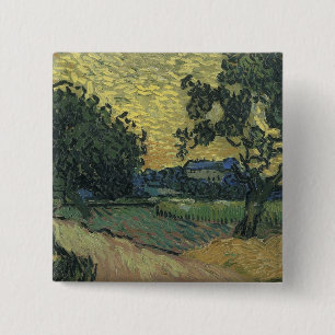Van Gogh Landschap in Twilight Vierkante Button 5,1 Cm