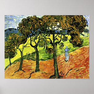 Van Gogh - Landschap met bomen en figuren Poster