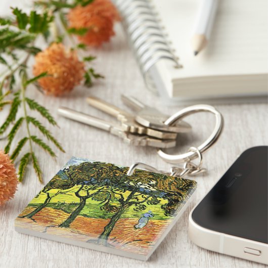 Van Gogh - Landschap met bomen en figuren Sleutelhanger (Voorkant Rechts)