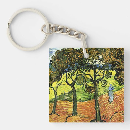 Van Gogh - Landschap met bomen en figuren Sleutelhanger (Voorkant)