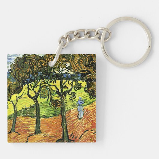 Van Gogh - Landschap met bomen en figuren Sleutelhanger (Achterkant)