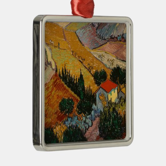 Van Gogh Landschap met House en Plowman Metalen Ornament (Rechts)