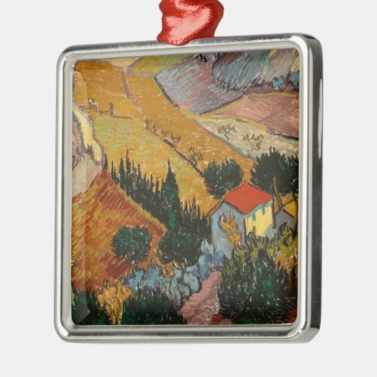 Van Gogh Landschap met House en Plowman Metalen Ornament (Links)