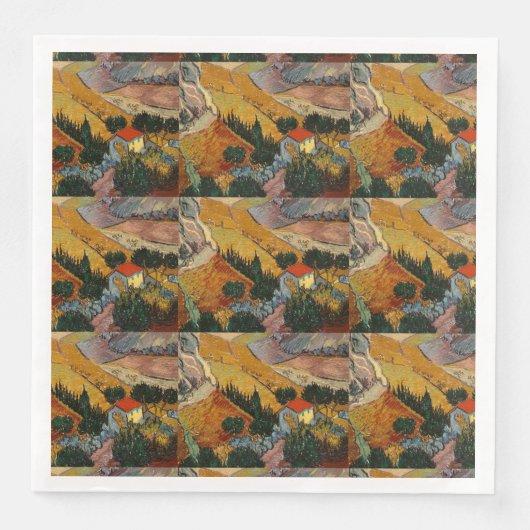 Van Gogh Landschap met House en Plowman Servet (Voorkant)