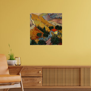 Van Gogh - Landschap met huis en ploegman, Poster