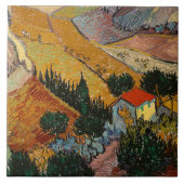 Van Gogh - Landschap met huis en ploegman, Tegeltje (Voorkant)