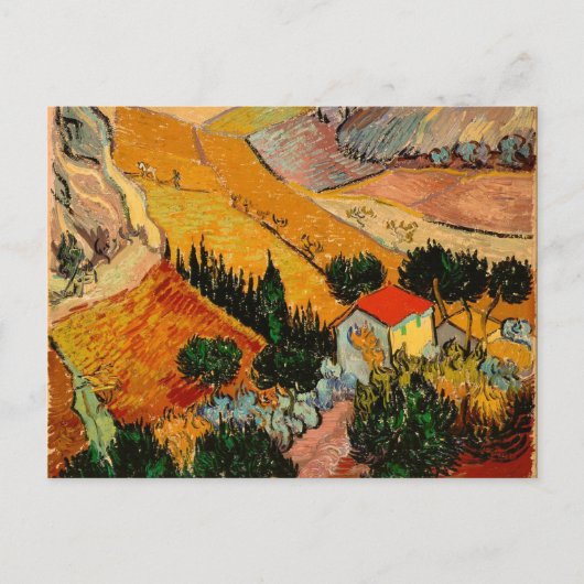 Van Gogh - Landschap met huizen en ploegen Briefkaart (Voorkant)