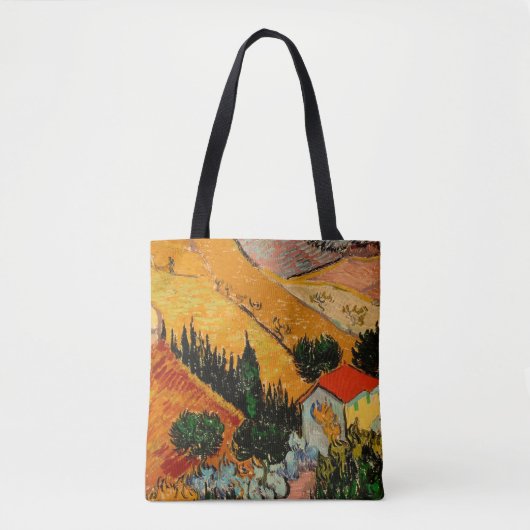 Van Gogh - Landschap met huizen en ploegen Tote Bag (Voorkant)