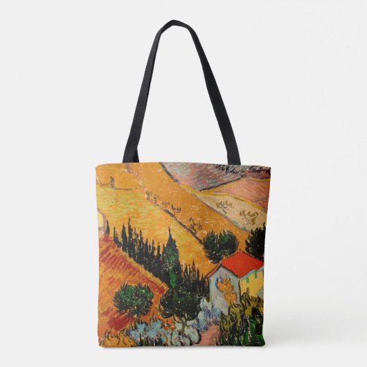 Van Gogh - Landschap met huizen en ploegen Tote Bag (Achterkant)