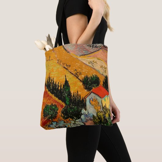 Van Gogh - Landschap met huizen en ploegen Tote Bag (Dichtbij)