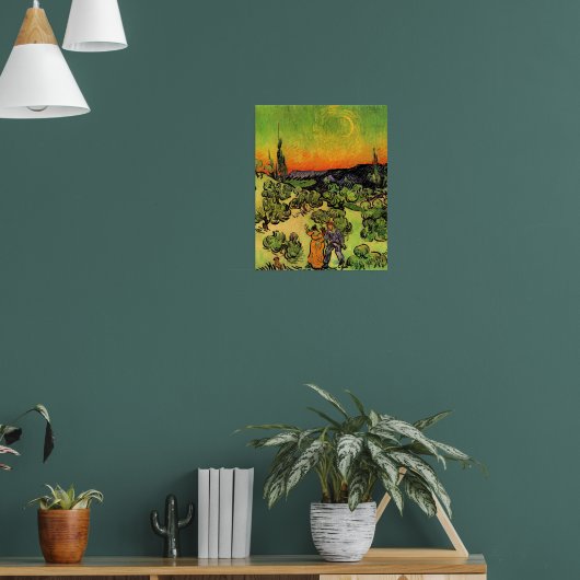 Van Gogh - Landschap met wandelend paar Poster (Woonkamer 1)