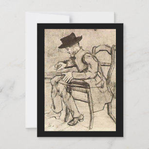 Van Gogh - Man schrijven, naar links kijken, Briefkaart