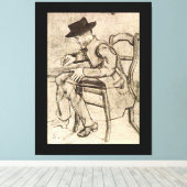 Van Gogh - Man schrijven, naar links kijken, Canvas Afdruk (Insitu (Houten vloer))