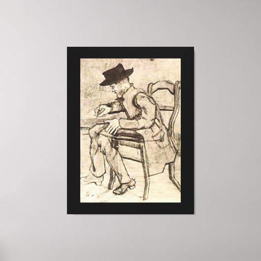 Van Gogh - Man schrijven, naar links kijken, Canvas Afdruk (Voorkant)