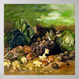 Van Gogh Mand met Aardappelen, Bladeren, Groenten Poster