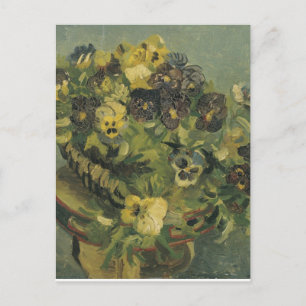 Van Gogh-mandje van Pansies op een kleine tafel Briefkaart