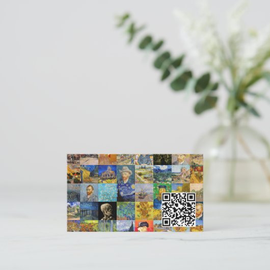 Van Gogh - Masterstuks Mosaic Patchwork - QR-code Visitekaartje (Staand voorkant)