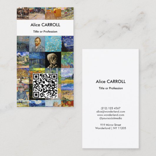 Van Gogh - Meesterwerken Mozaïek Patchwork - QR Co Visitekaartje (Voorkant / Achterkant)