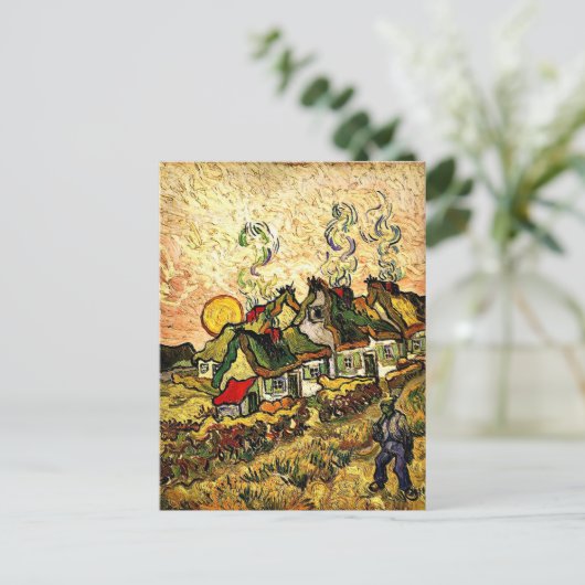 Van Gogh: Met Riet Gedekte Huizen in de Zonneschij Briefkaart (Staand voorkant)