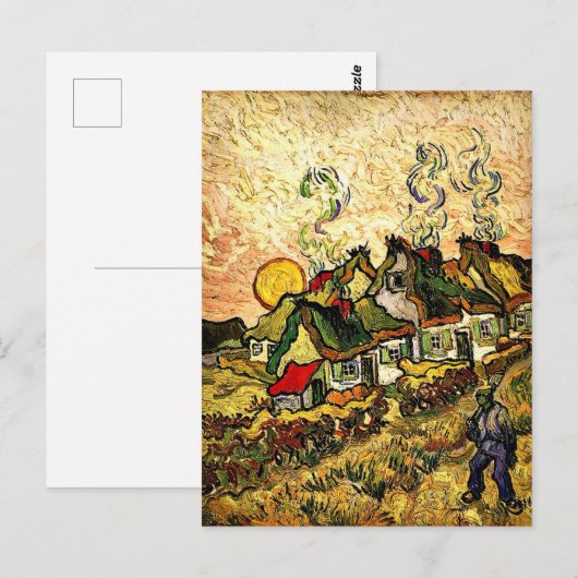 Van Gogh: Met Riet Gedekte Huizen in de Zonneschij Briefkaart (Voorkant / Achterkant)