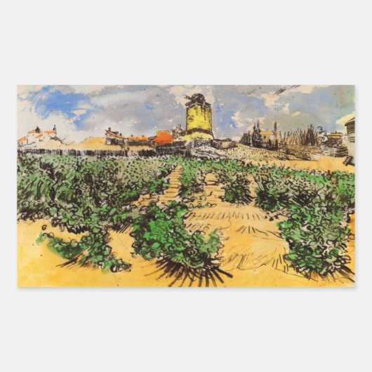 Van Gogh Mill van Alphonse Daudet bij Fontevielle Rechthoekige Sticker (Voorkant)