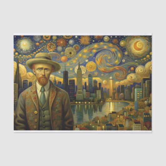 Van Gogh Moderne Stad Decoupage Tissuepapier (Voorkant)