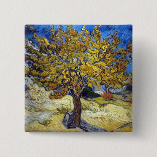 Van Gogh Moerbeiboom Impressionisme Kunst Vierkante Button 5,1 Cm (Voorkant)