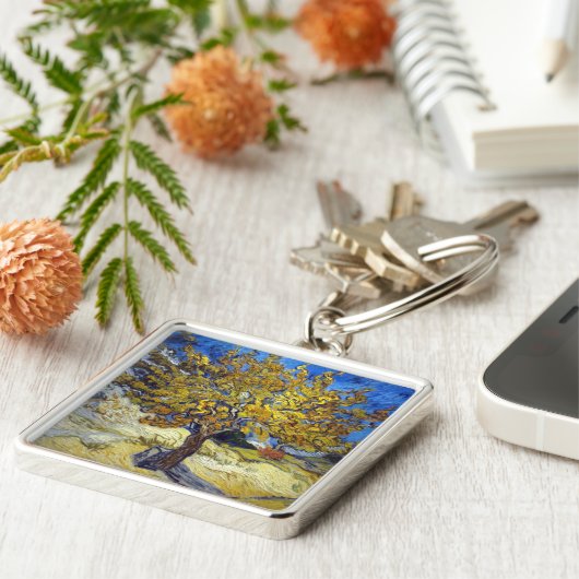 Van Gogh Moerbeiboom meesterwerk Kunst Sleutelhanger (Zijkant)