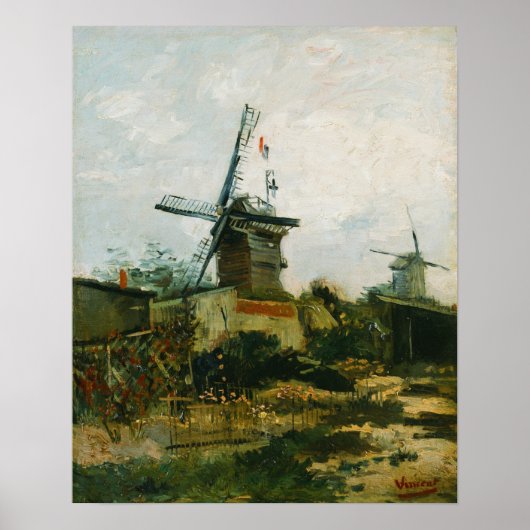 Van Gogh - Molens op Montmartre Poster (Voorkant)