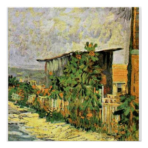 Van Gogh - Montmartre pad met zonnebloemen, Perfect Poster