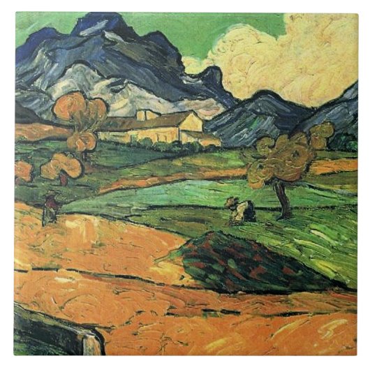 Van Gogh - Mount Gaussier, beroemd schilderij, Tegeltje (Voorkant)