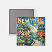 Van Gogh New York Central Park Olieverfschilderij  Magneet (Voorkant / Achterkant)