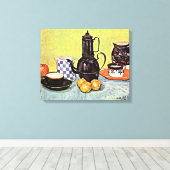 Van Gogh - Nog steeds leven met blauw e-namelkoffi Canvas Afdruk (Insitu (Houten vloer))