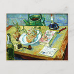 Van Gogh - Nog steeds leven met een Bord uien Briefkaart<br><div class="desc">Vincent van Gogh maakt een mooi kunstschilderij...  nog steeds leven met een Bord uien</div>