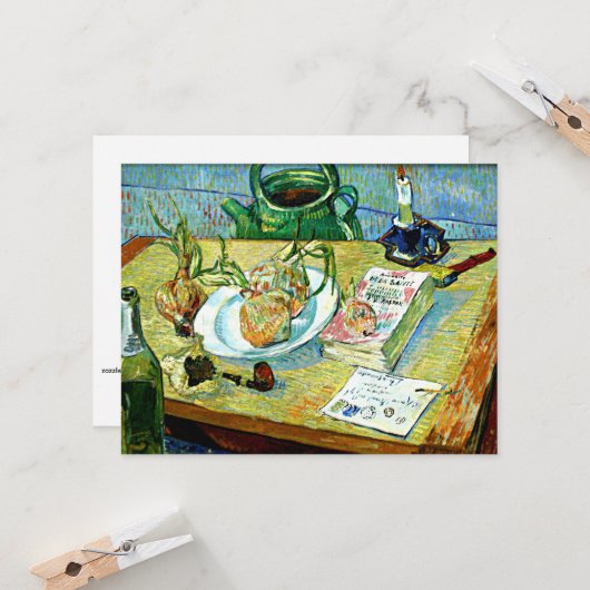 Van Gogh - Nog steeds leven met een Bord uien Kaart (Voorkant / Achterkant in situ)