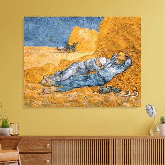 Van Gogh  Noon Rest van het werk na Millet Canvas Afdruk (Insitu (Woonkamer))