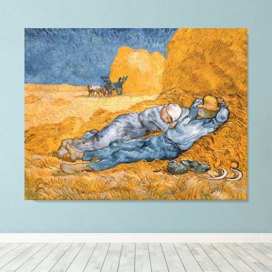 Van Gogh  Noon Rest van het werk na Millet Canvas Afdruk (Insitu (Houten vloer))