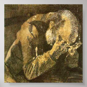 Van Gogh Old Man met kop in handen (F998) Poster