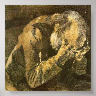 Van Gogh Old Man met kop in handen (F998) Poster
