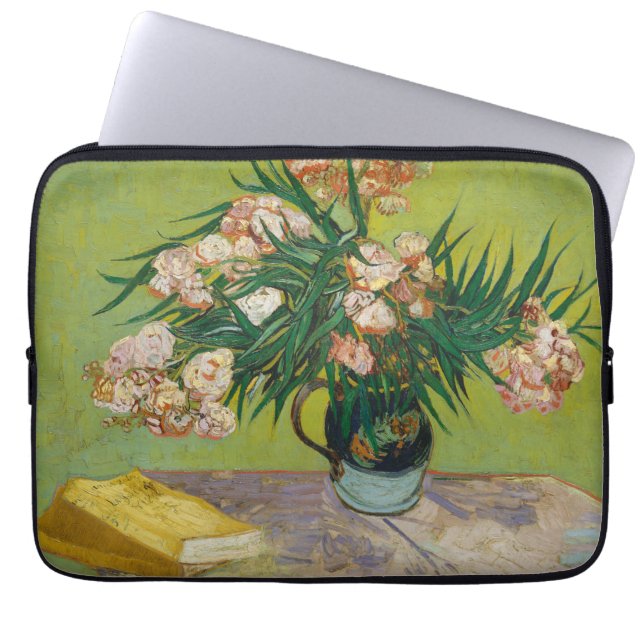 Van Gogh Oleanders Roze Bloemstilleven Kunst Laptop Sleeve (Voorkant)