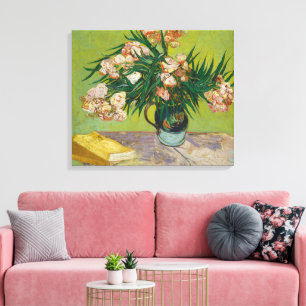 Van Gogh Oleanders Roze Bloemstuk Kunst Canvas Afdruk