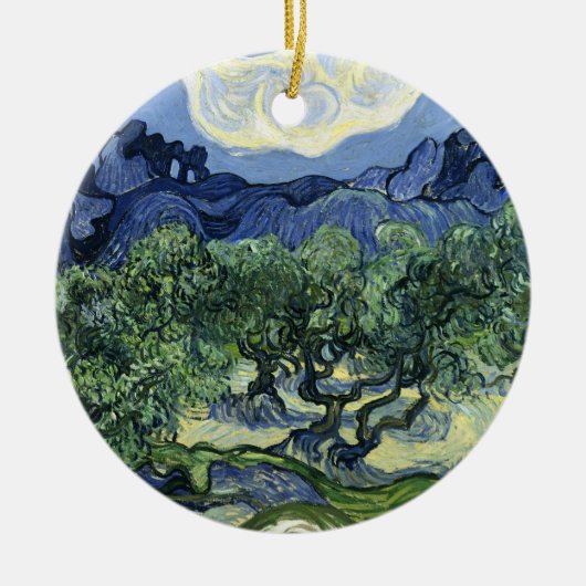 Van Gogh Olijfbomen - Blue Mountain Art Keramisch Ornament (Voorkant)
