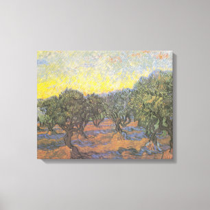 Van Gogh Olijfbomen Gele Lucht Kunst Canvas Afdruk