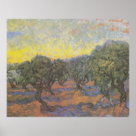 Van Gogh Olijfbomen Gele Lucht Kunst Poster (Voorkant)