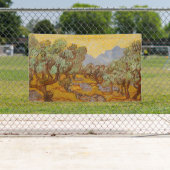 Van Gogh Olijfbomen Gele Zon Hemel Spandoek (Insitu)