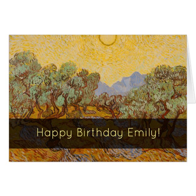 Van Gogh olijfbomen gele zon lucht (Voorkant Horizontaal)